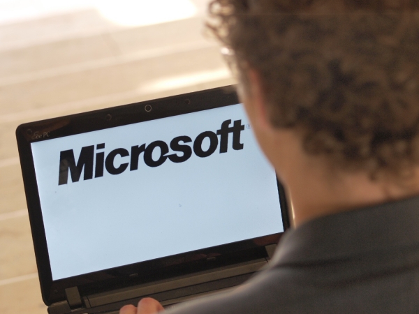 Microsoft-Logo auf einem Computer, dts Nachrichtenagentur