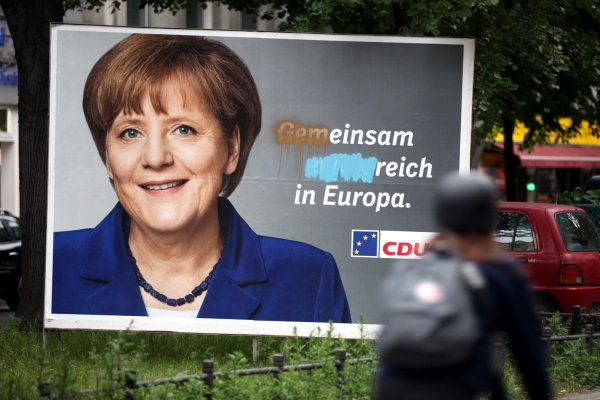 Beschmiertes CDU-Wahlplakat zur Europawahl, über dts Nachrichtenagentur