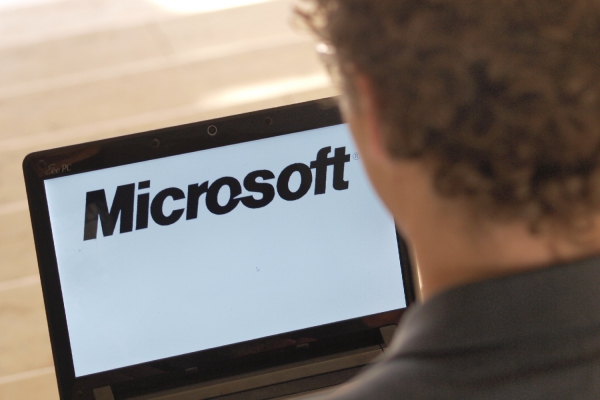 Microsoft-Logo auf einem Computer, über dts Nachrichtenagentur