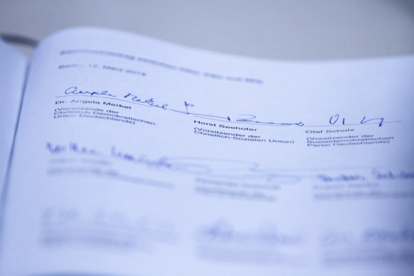 Foto: Unterschriften unter Koalitionsvertrag 2018-2021, über dts Nachrichtenagentur